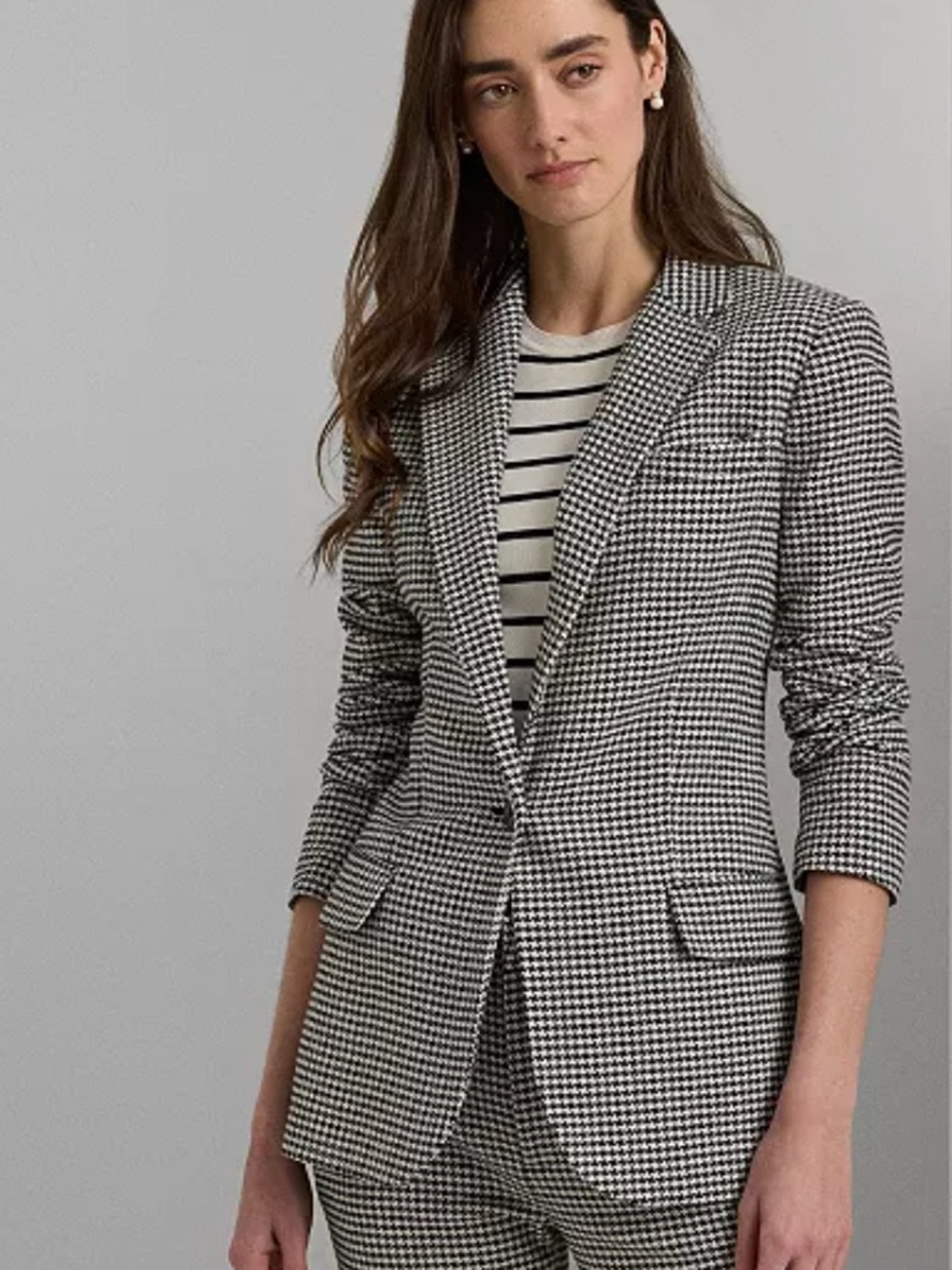 Lauren Ralph Lauren Women's Twill Houndstooth Blazer Size 12